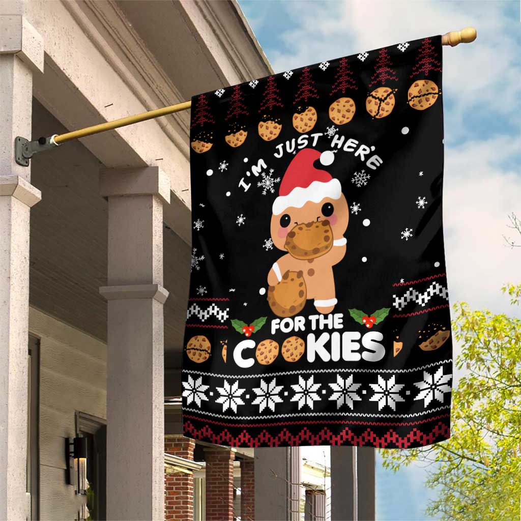Just Here For The Cookies Christmas Garden Flag Funny Xmas Holiday Patterns - Wonder Print Shop