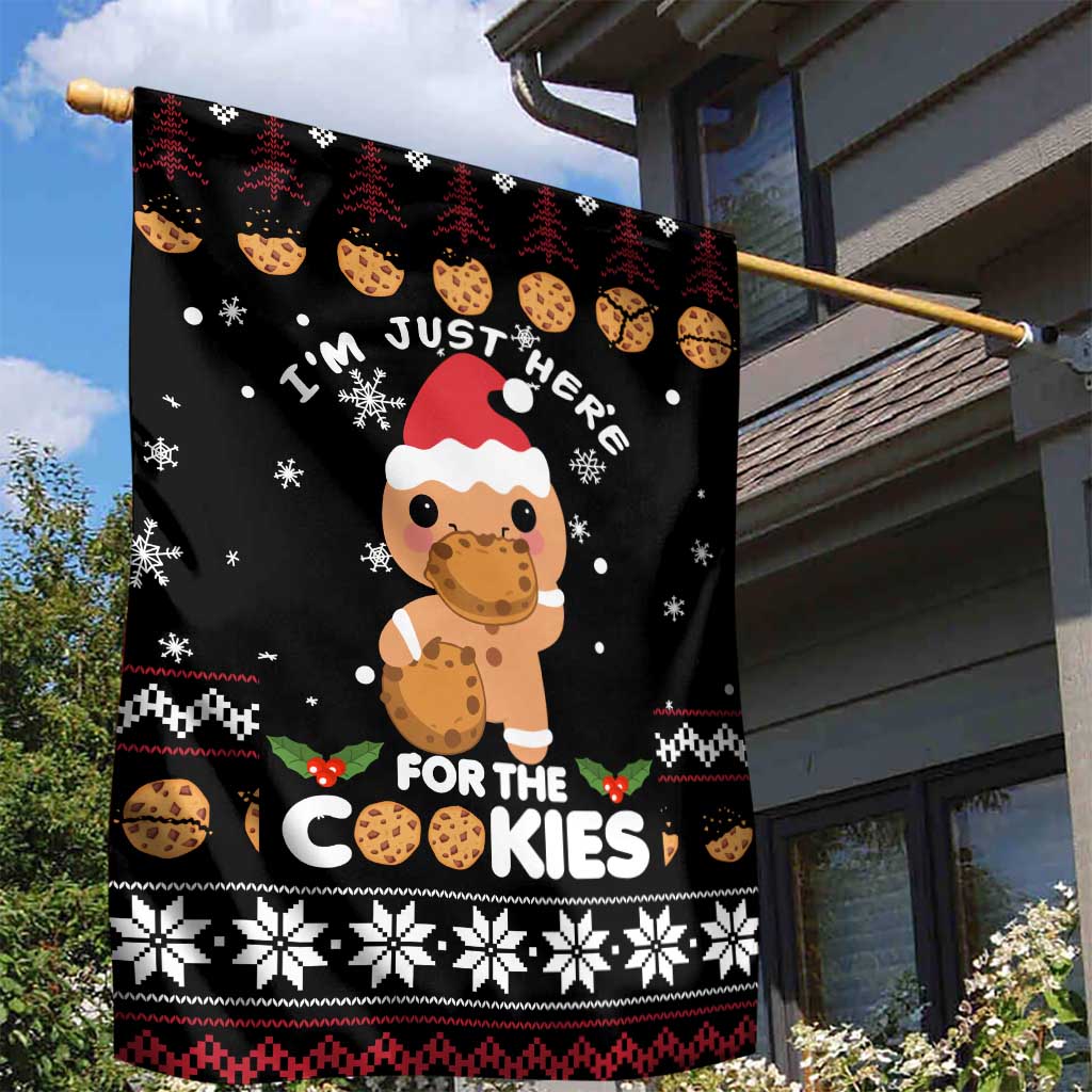 Just Here For The Cookies Christmas Garden Flag Funny Xmas Holiday Patterns - Wonder Print Shop