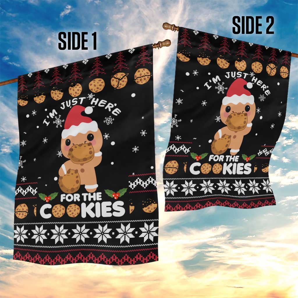 Just Here For The Cookies Christmas Garden Flag Funny Xmas Holiday Patterns - Wonder Print Shop