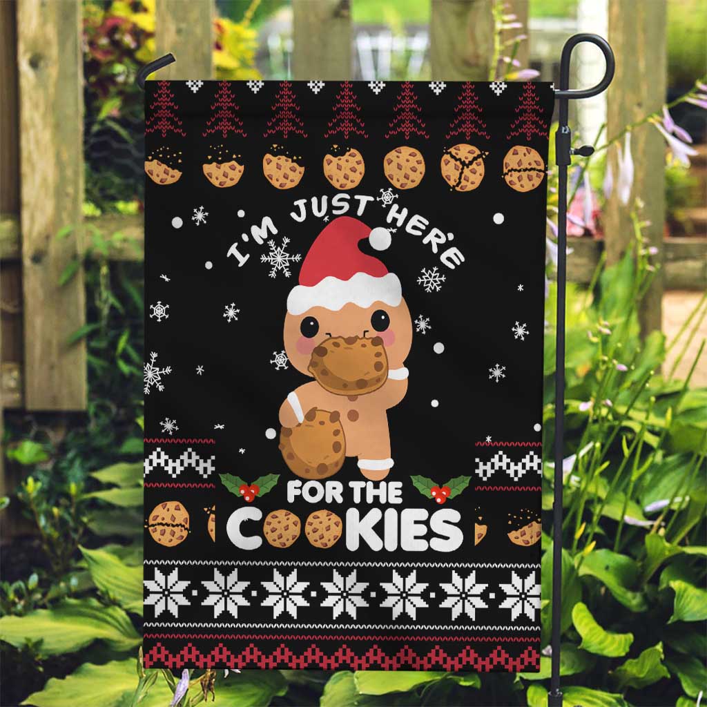 Just Here For The Cookies Christmas Garden Flag Funny Xmas Holiday Patterns - Wonder Print Shop