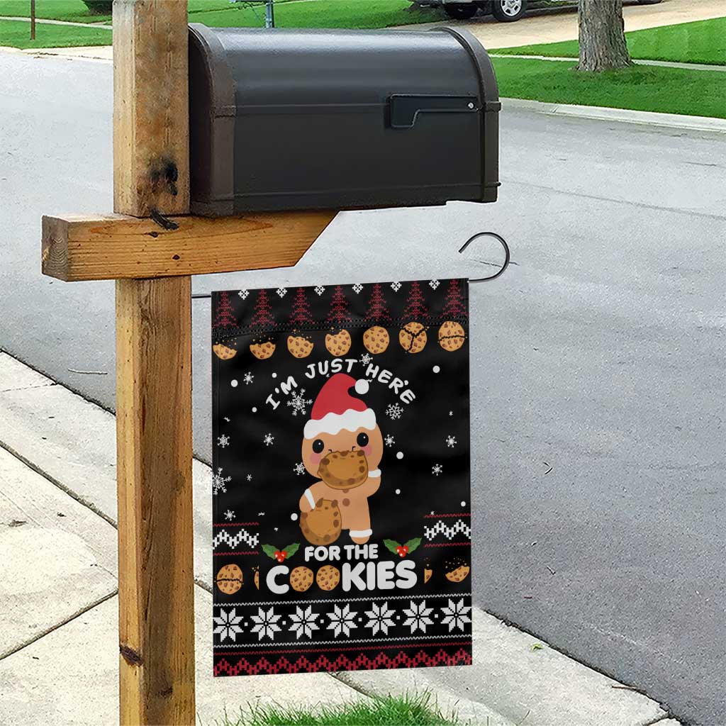 Just Here For The Cookies Christmas Garden Flag Funny Xmas Holiday Patterns - Wonder Print Shop