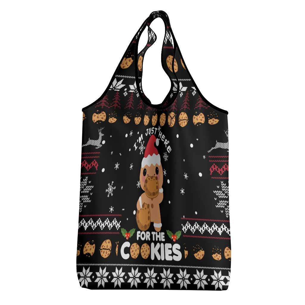 Just Here For The Cookies Christmas Grocery Bag Funny Xmas Holiday Patterns - Wonder Print Shop