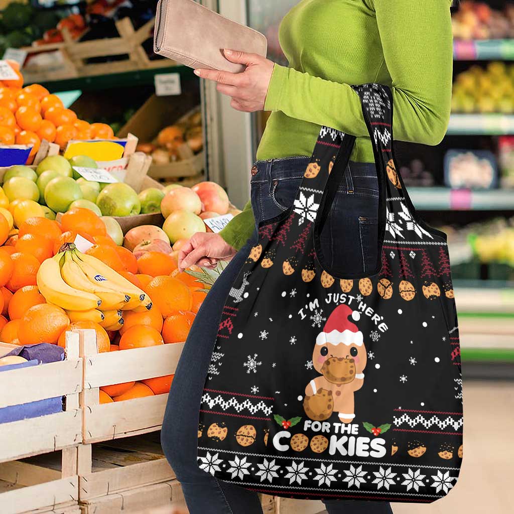 Just Here For The Cookies Christmas Grocery Bag Funny Xmas Holiday Patterns - Wonder Print Shop