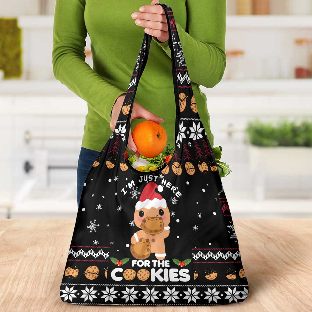 Just Here For The Cookies Christmas Grocery Bag Funny Xmas Holiday Patterns - Wonder Print Shop
