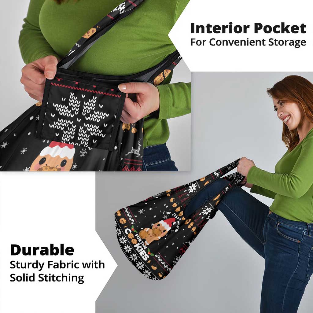 Just Here For The Cookies Christmas Grocery Bag Funny Xmas Holiday Patterns - Wonder Print Shop