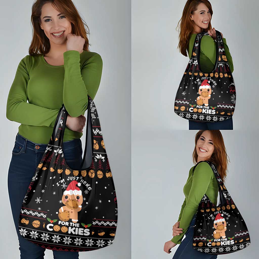 Just Here For The Cookies Christmas Grocery Bag Funny Xmas Holiday Patterns - Wonder Print Shop