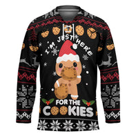 Just Here For The Cookies Christmas Hockey Jersey Funny Xmas Holiday Patterns - Wonder Print Shop