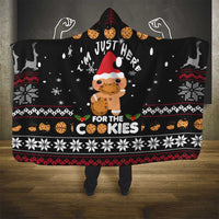 Just Here For The Cookies Christmas Hooded Blanket Funny Xmas Holiday Patterns - Wonder Print Shop