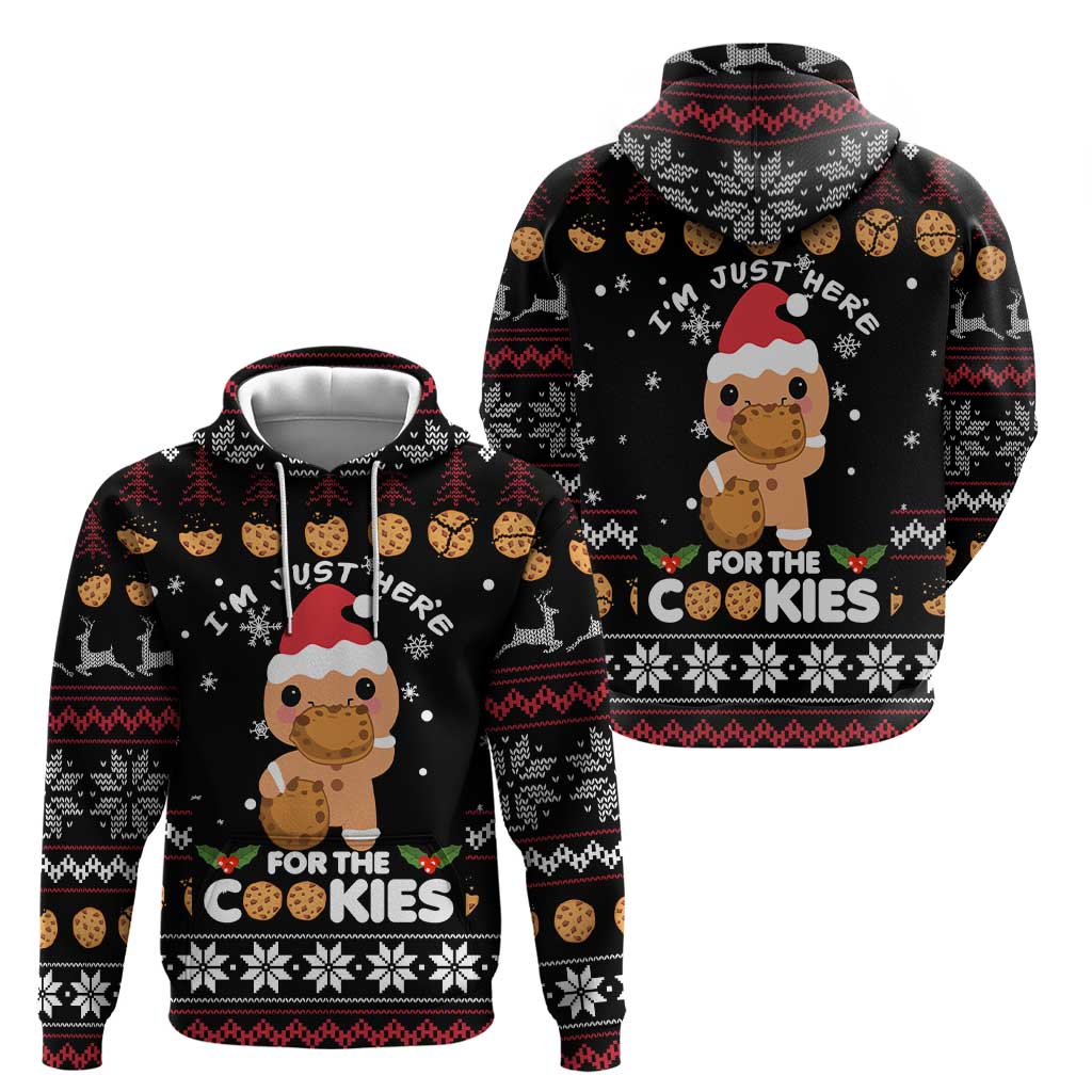 Just Here For The Cookies Christmas Hoodie Funny Xmas Holiday Patterns - Wonder Print Shop