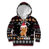 Just Here For The Cookies Christmas Kid Hoodie Funny Xmas Holiday Patterns - Wonder Print Shop