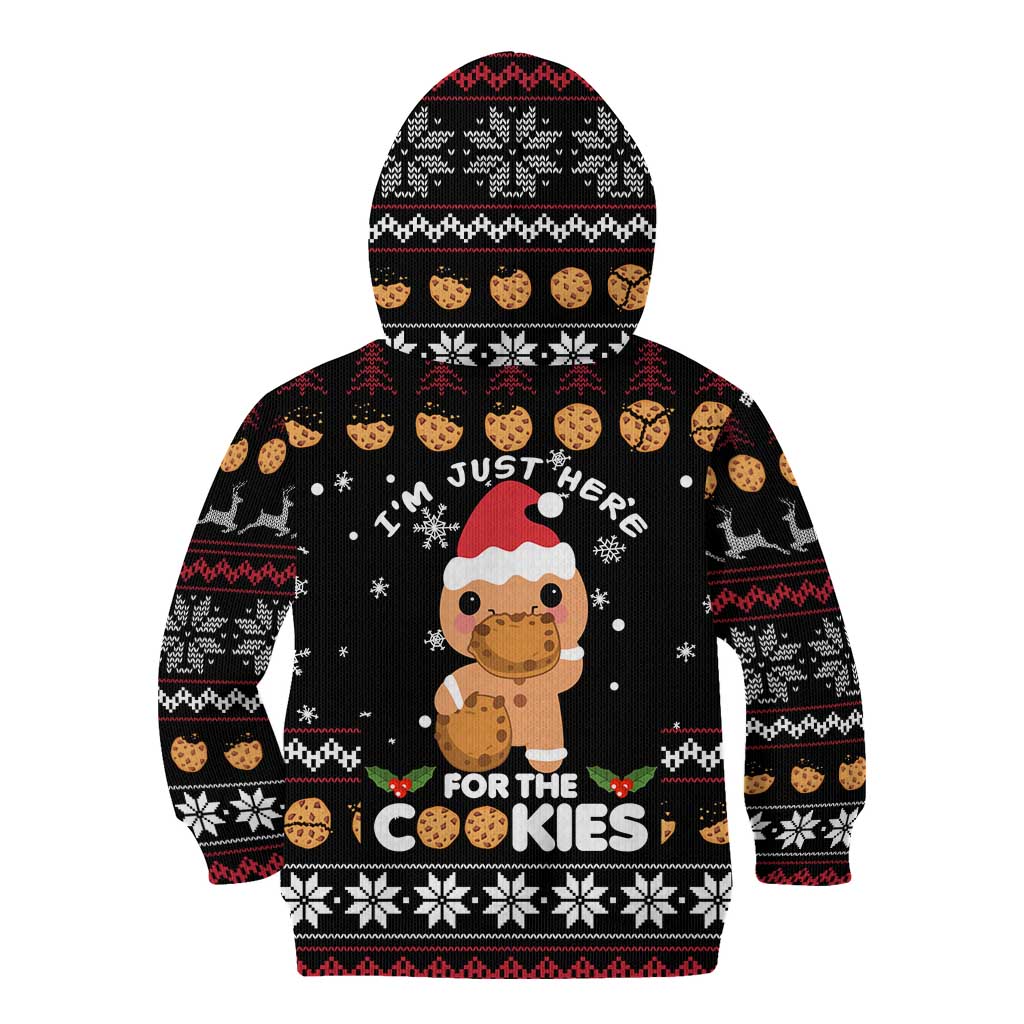 Just Here For The Cookies Christmas Kid Hoodie Funny Xmas Holiday Patterns - Wonder Print Shop