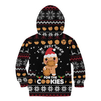 Just Here For The Cookies Christmas Kid Hoodie Funny Xmas Holiday Patterns - Wonder Print Shop