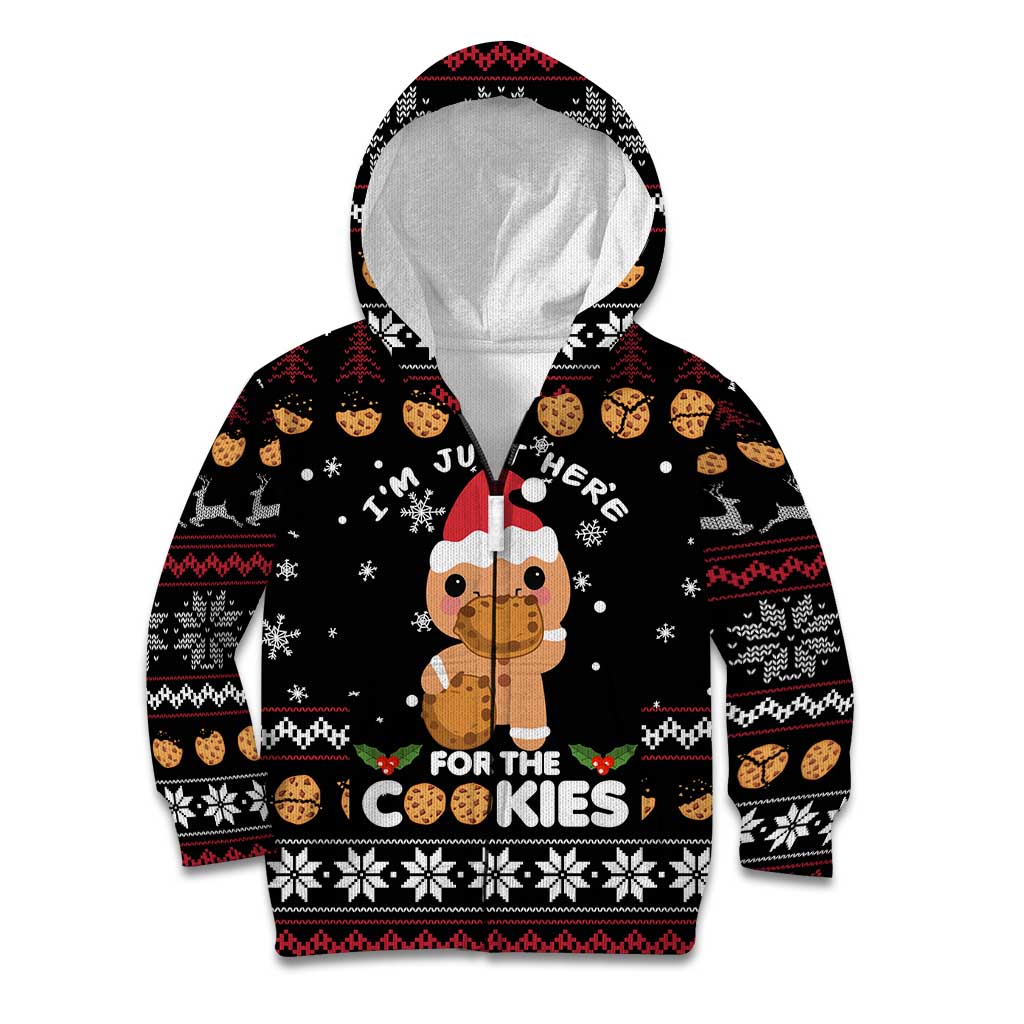 Just Here For The Cookies Christmas Kid Hoodie Funny Xmas Holiday Patterns - Wonder Print Shop