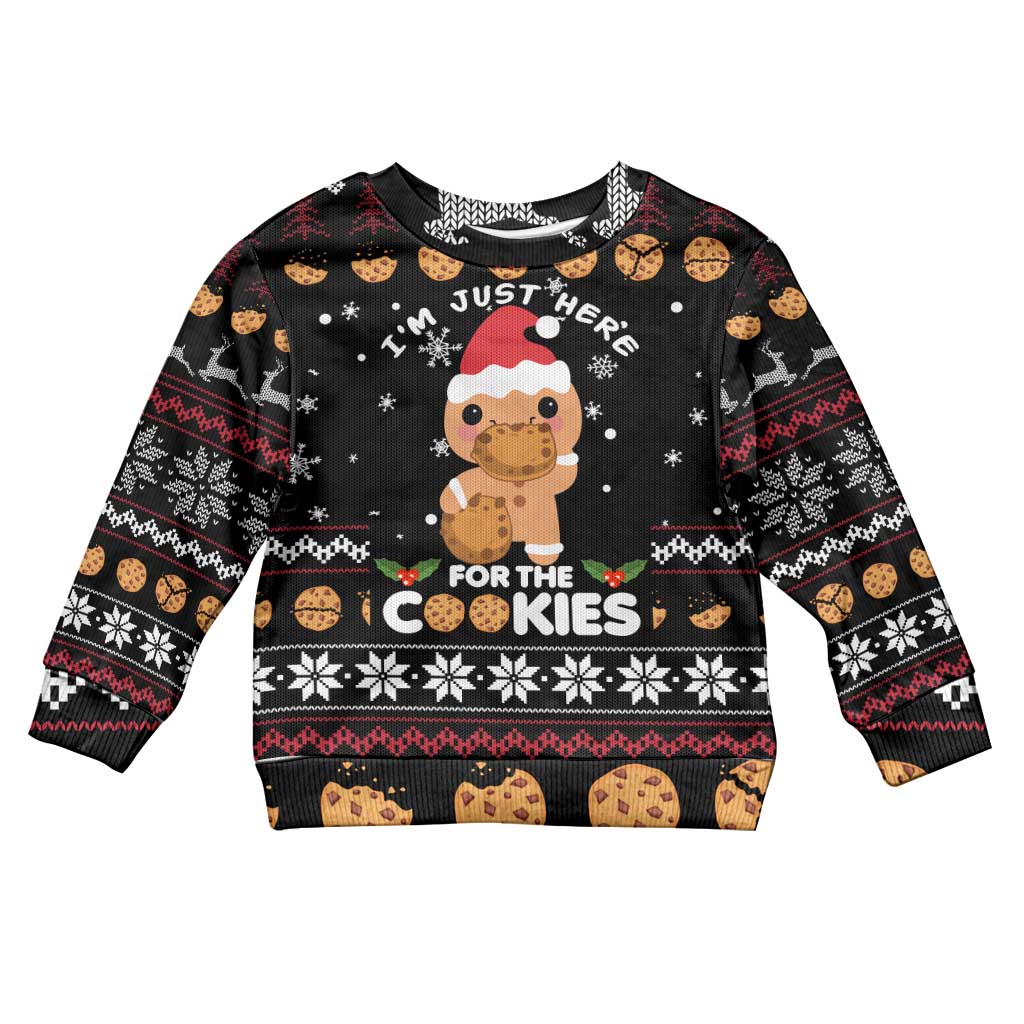 Just Here For The Cookies Christmas Kid Ugly Christmas Sweater Funny Xmas Holiday Patterns - Wonder Print Shop