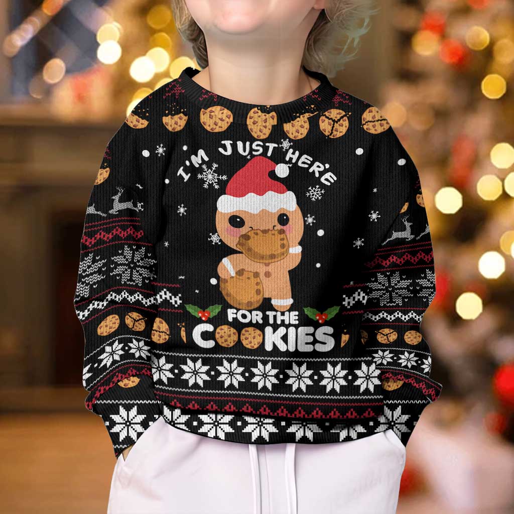 Just Here For The Cookies Christmas Kid Ugly Christmas Sweater Funny Xmas Holiday Patterns - Wonder Print Shop