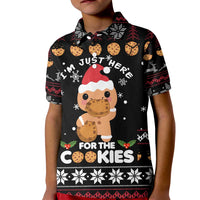 Just Here For The Cookies Christmas Kid Polo Shirt Funny Xmas Holiday Patterns - Wonder Print Shop
