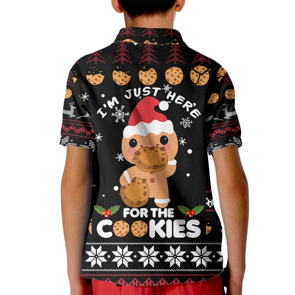 Just Here For The Cookies Christmas Kid Polo Shirt Funny Xmas Holiday Patterns - Wonder Print Shop