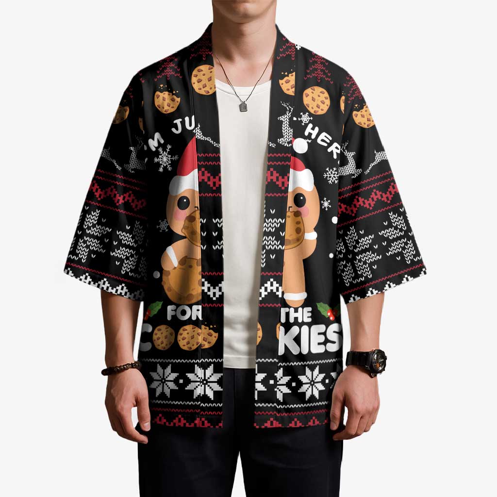 Just Here For The Cookies Christmas Kimono Funny Xmas Holiday Patterns - Wonder Print Shop