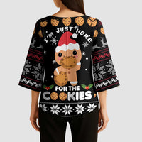 Just Here For The Cookies Christmas Kimono Sleeve Blouse Funny Xmas Holiday Patterns - Wonder Print Shop