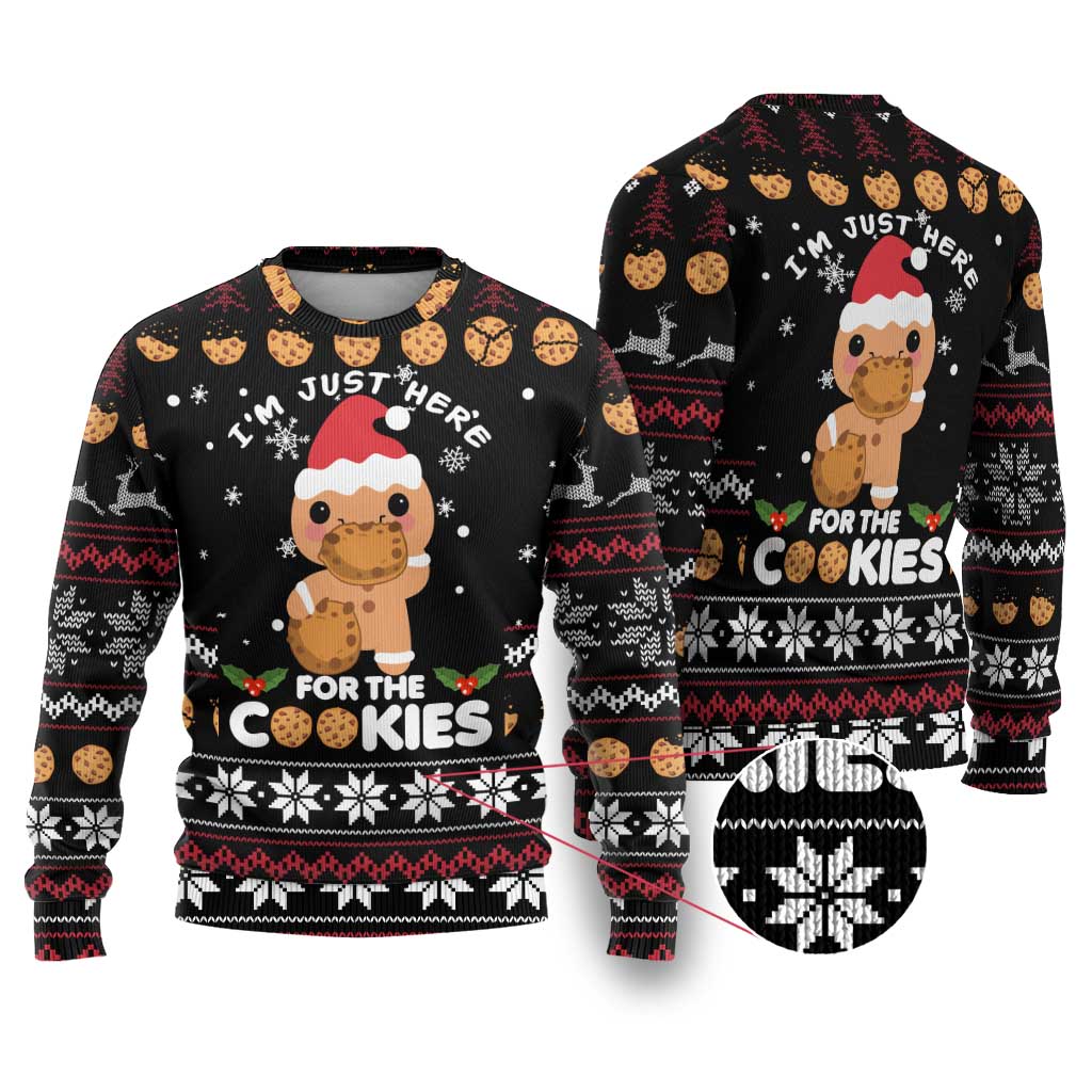 Just Here For The Cookies Christmas Ugly Christmas Sweater Funny Xmas Holiday Patterns - Wonder Print Shop
