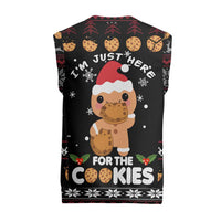 Just Here For The Cookies Christmas Knitted V-Neck Vest Funny Xmas Holiday Patterns - Wonder Print Shop