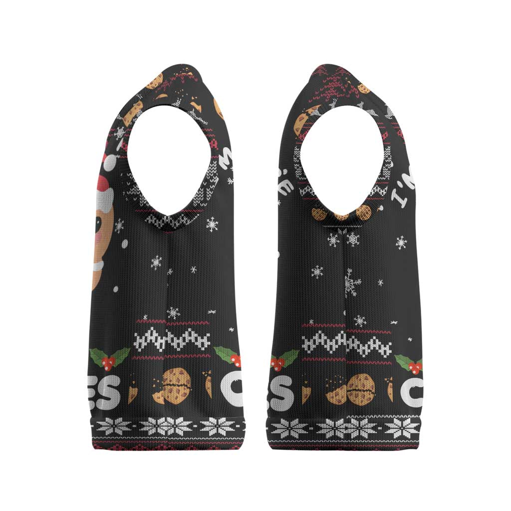 Just Here For The Cookies Christmas Knitted V-Neck Vest Funny Xmas Holiday Patterns - Wonder Print Shop