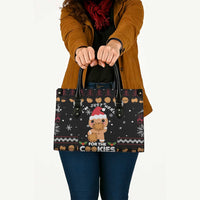 Just Here For The Cookies Christmas Leather Bag Funny Xmas Holiday Patterns - Wonder Print Shop