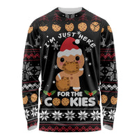 Just Here For The Cookies Christmas Long Sleeve Shirt Funny Xmas Holiday Patterns - Wonder Print Shop