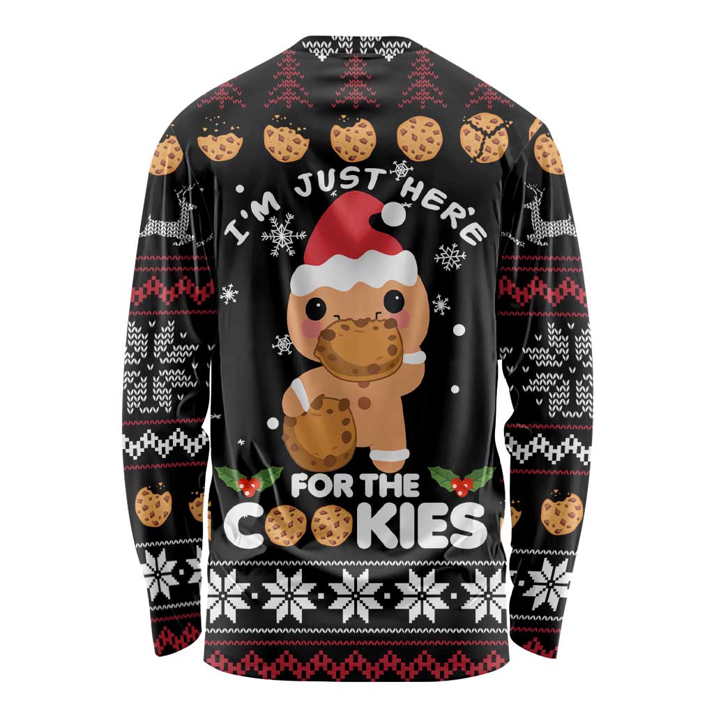 Just Here For The Cookies Christmas Long Sleeve Shirt Funny Xmas Holiday Patterns - Wonder Print Shop
