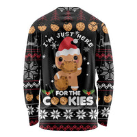 Just Here For The Cookies Christmas Long Sleeve Shirt Funny Xmas Holiday Patterns - Wonder Print Shop