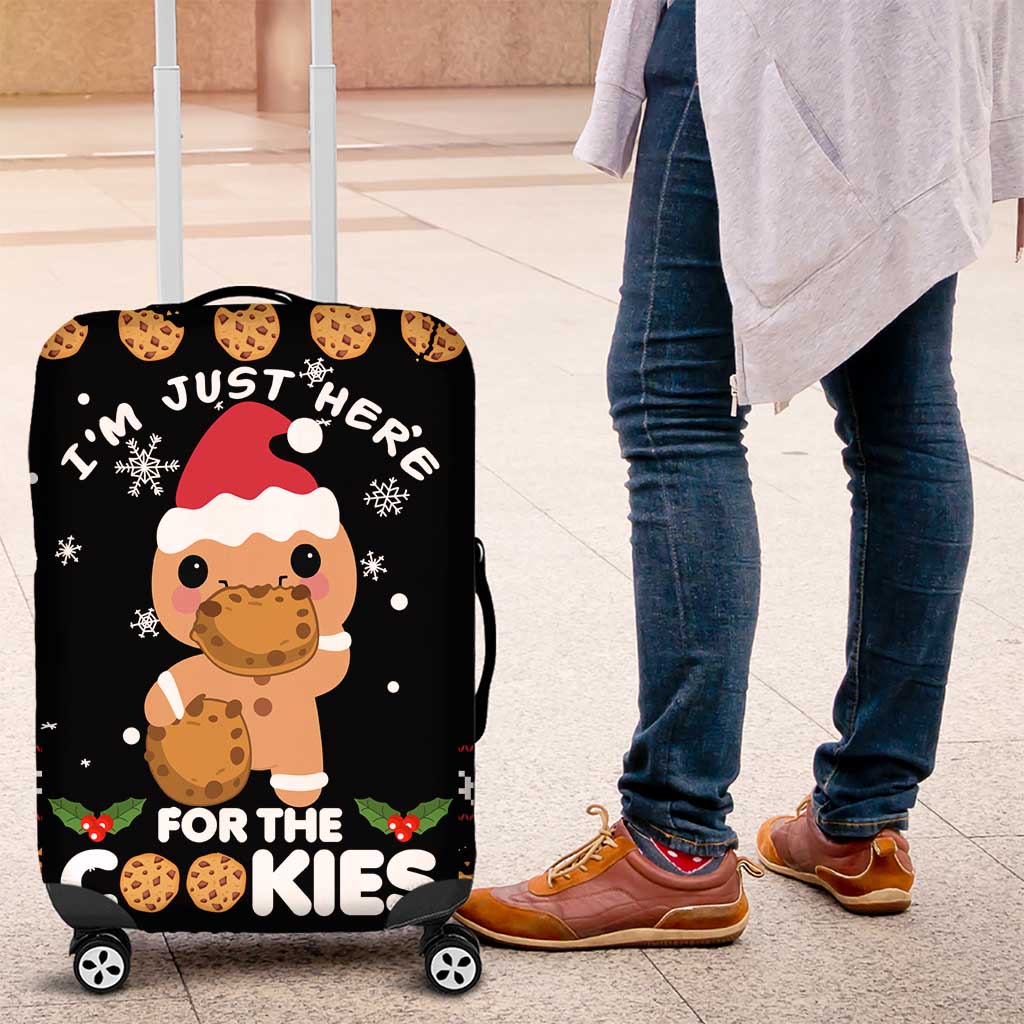 Just Here For The Cookies Christmas Luggage Cover Funny Xmas Holiday Patterns - Wonder Print Shop