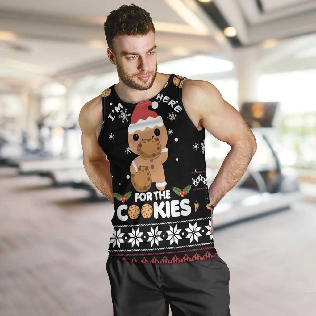 Just Here For The Cookies Christmas Men Tank Top Funny Xmas Holiday Patterns - Wonder Print Shop