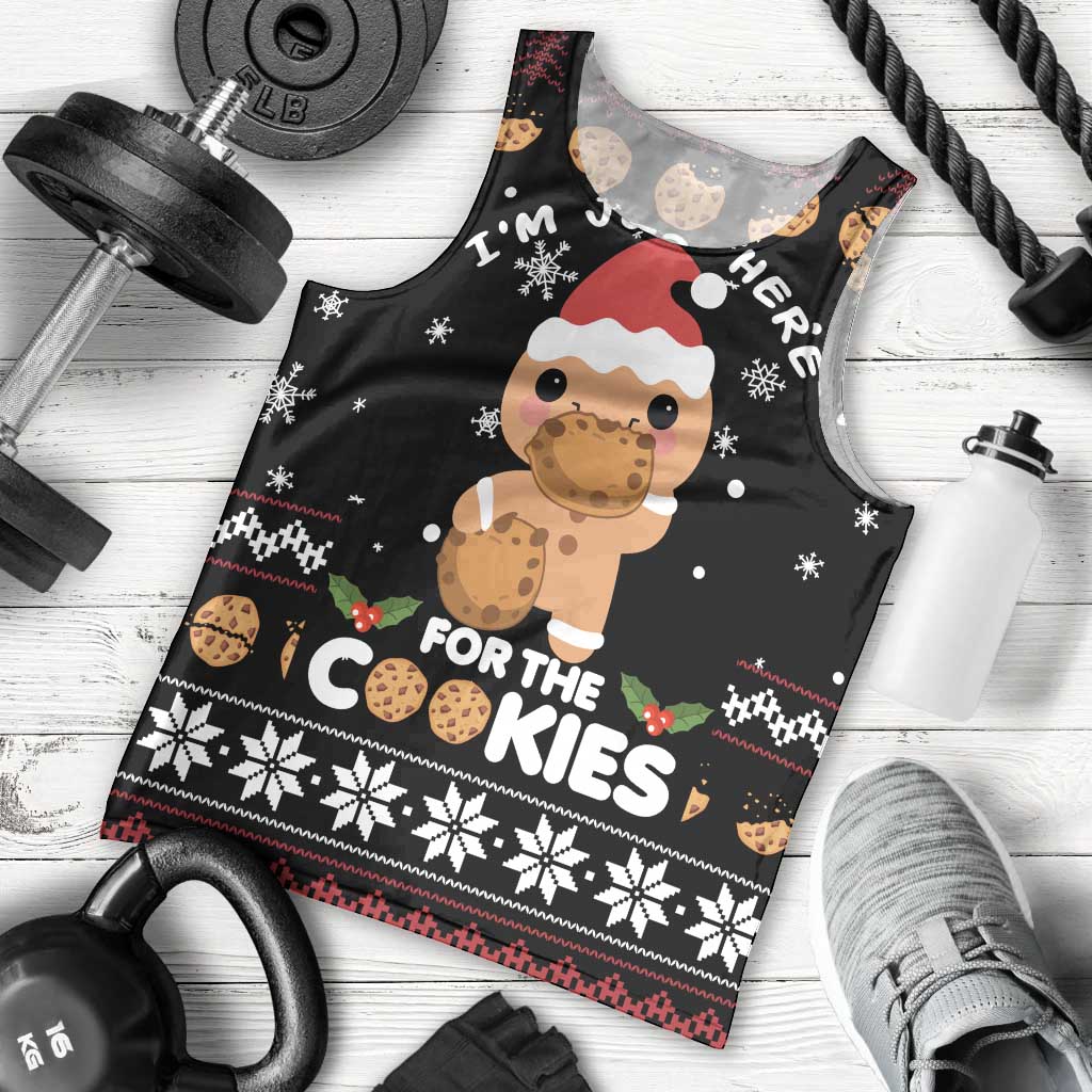 Just Here For The Cookies Christmas Men Tank Top Funny Xmas Holiday Patterns - Wonder Print Shop