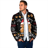 Just Here For The Cookies Christmas Padded Jacket Funny Xmas Holiday Patterns - Wonder Print Shop