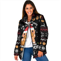 Just Here For The Cookies Christmas Padded Jacket Funny Xmas Holiday Patterns - Wonder Print Shop