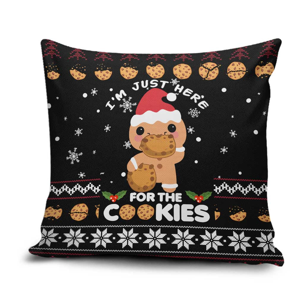 Just Here For The Cookies Christmas Pillow Cover Funny Xmas Holiday Patterns - Wonder Print Shop
