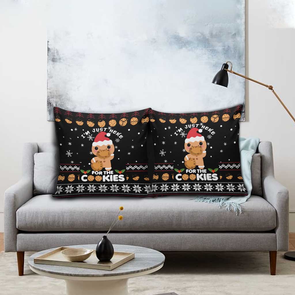 Just Here For The Cookies Christmas Pillow Cover Funny Xmas Holiday Patterns - Wonder Print Shop