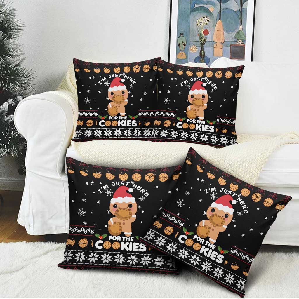 Just Here For The Cookies Christmas Pillow Cover Funny Xmas Holiday Patterns - Wonder Print Shop