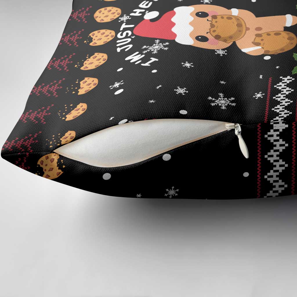 Just Here For The Cookies Christmas Pillow Cover Funny Xmas Holiday Patterns - Wonder Print Shop