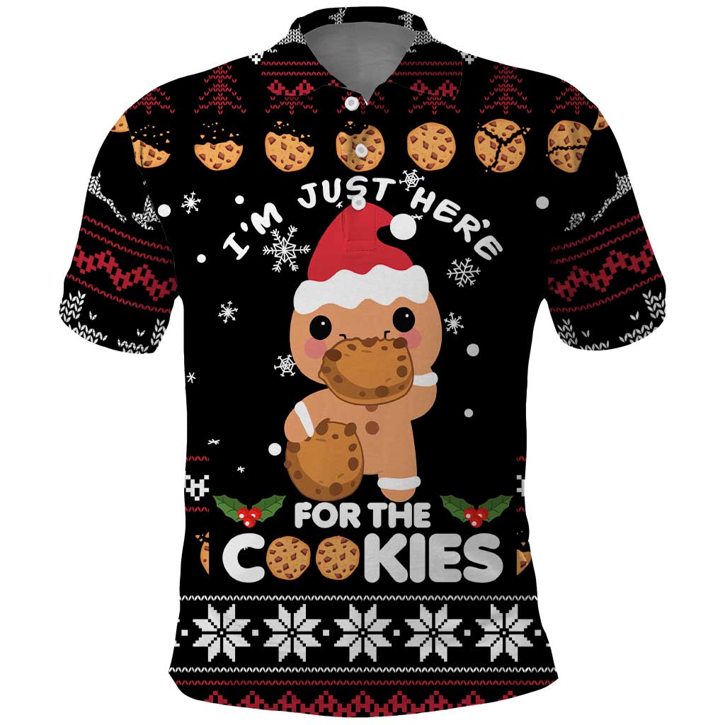 Just Here For The Cookies Christmas Polo Shirt Funny Xmas Holiday Patterns - Wonder Print Shop