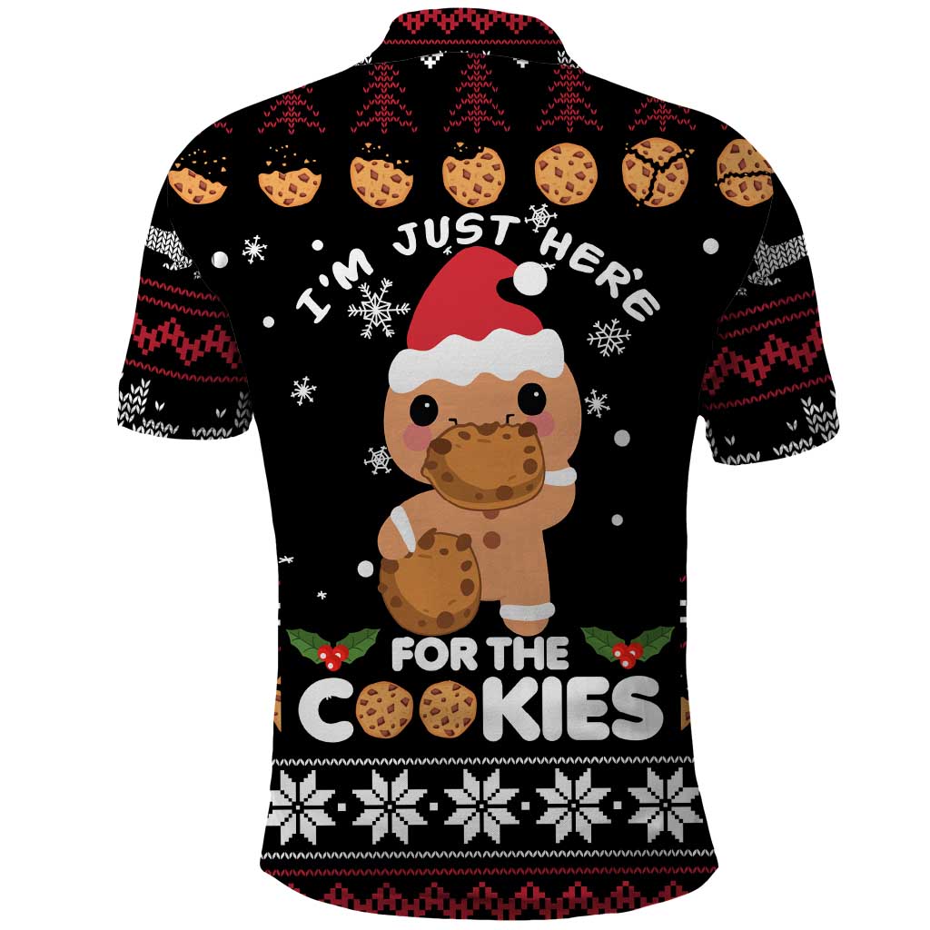 Just Here For The Cookies Christmas Polo Shirt Funny Xmas Holiday Patterns - Wonder Print Shop