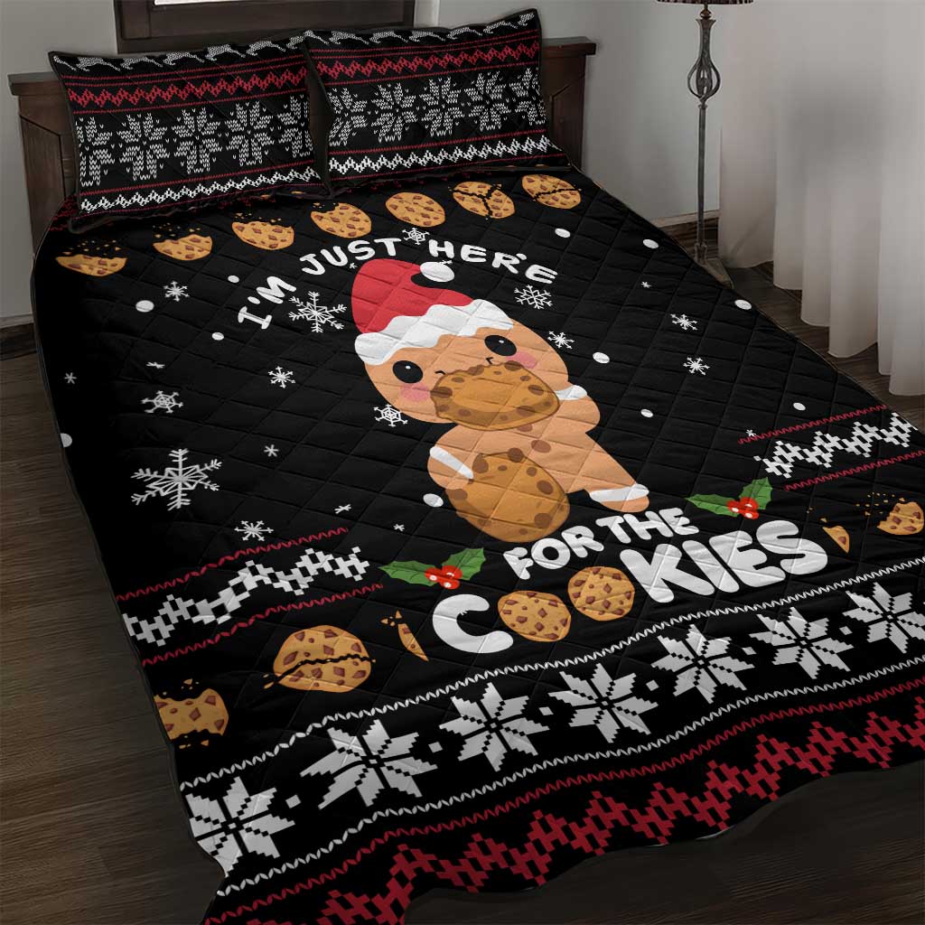 Just Here For The Cookies Christmas Quilt Bed Set Funny Xmas Holiday Patterns - Wonder Print Shop