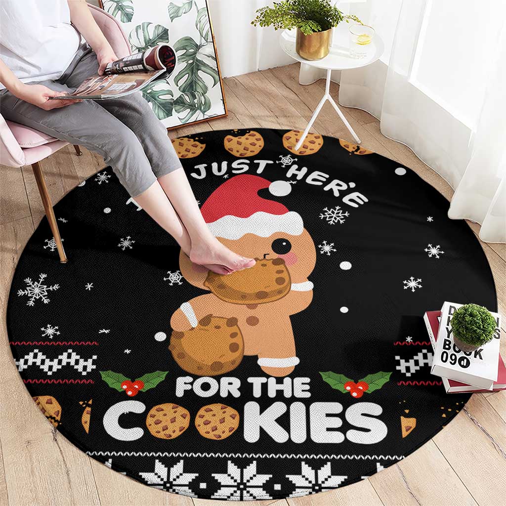 Just Here For The Cookies Christmas Round Carpet Funny Xmas Holiday Patterns - Wonder Print Shop
