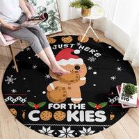 Just Here For The Cookies Christmas Round Carpet Funny Xmas Holiday Patterns - Wonder Print Shop