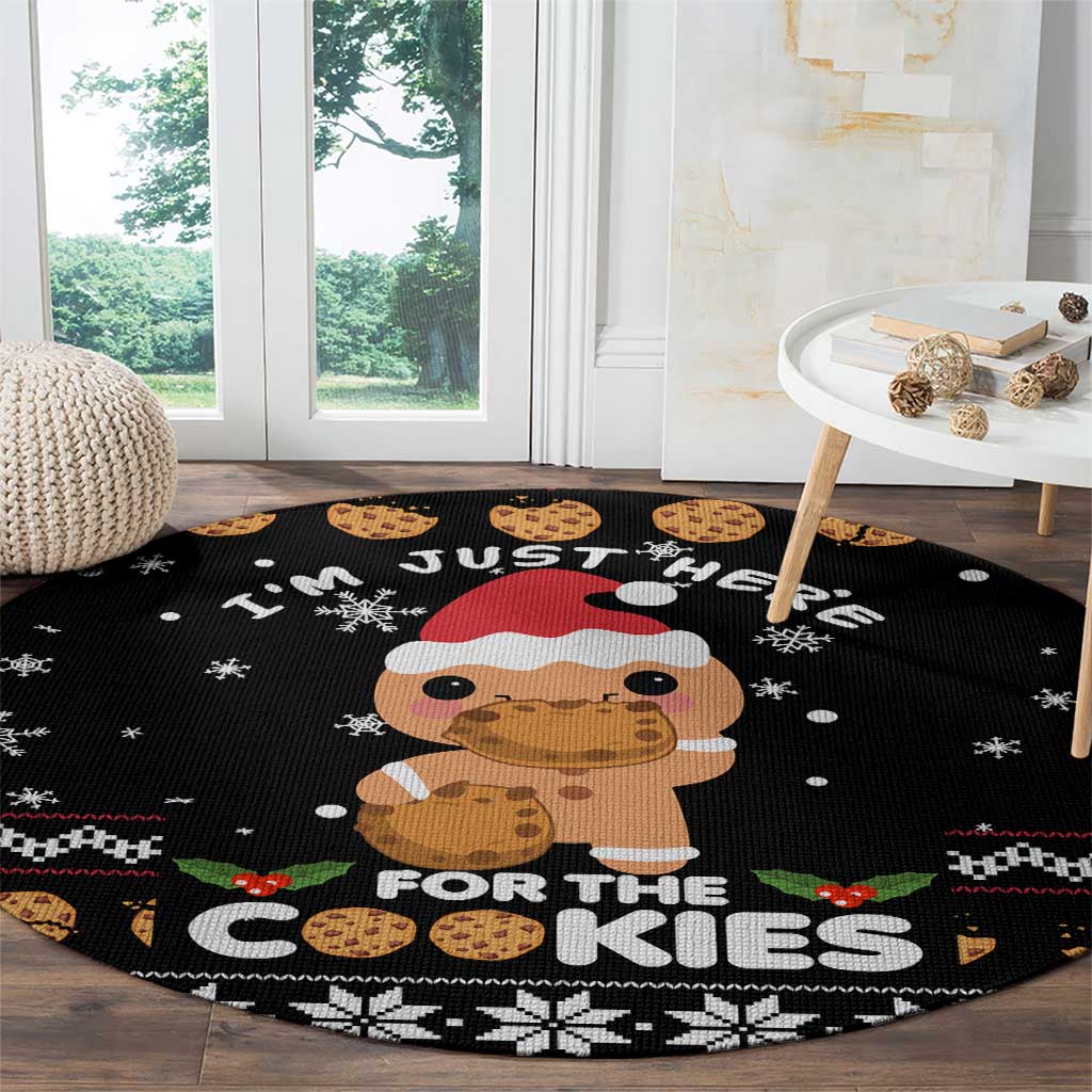 Just Here For The Cookies Christmas Round Carpet Funny Xmas Holiday Patterns - Wonder Print Shop