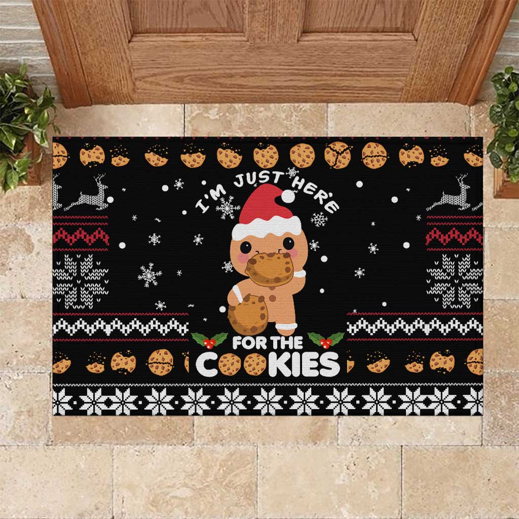 Just Here For The Cookies Christmas Rubber Doormat Funny Xmas Holiday Patterns - Wonder Print Shop