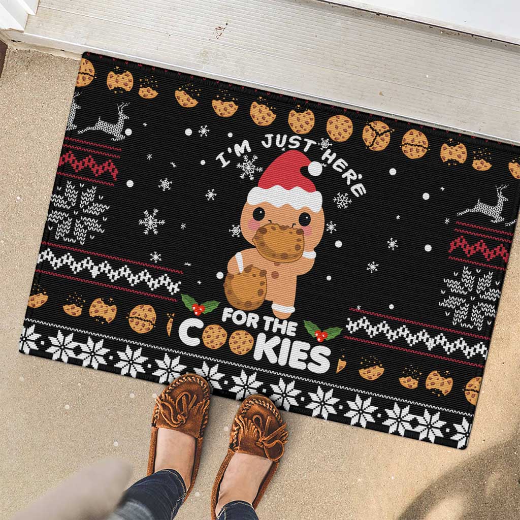 Just Here For The Cookies Christmas Rubber Doormat Funny Xmas Holiday Patterns - Wonder Print Shop