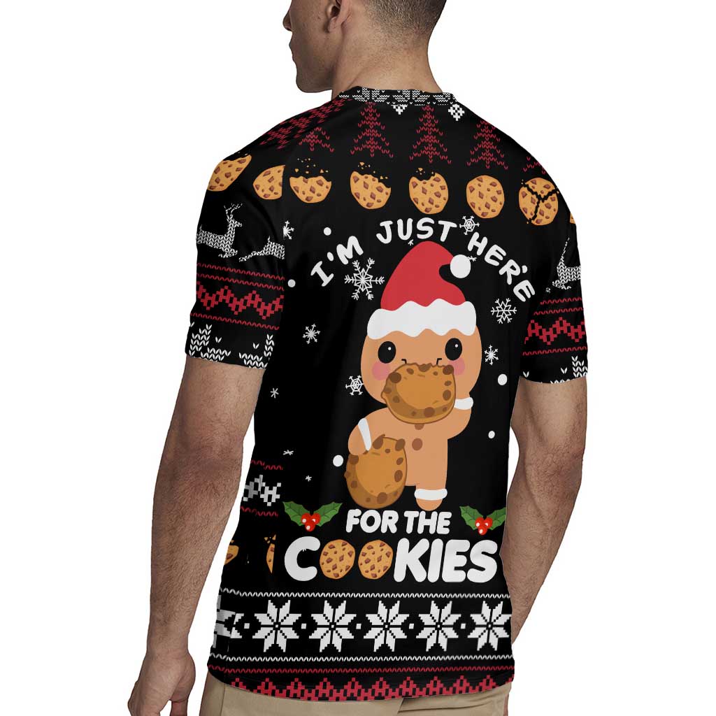 Just Here For The Cookies Christmas Rugby Jersey Funny Xmas Holiday Patterns - Wonder Print Shop