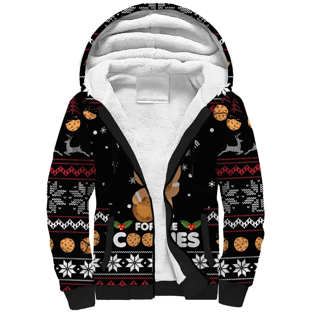 Just Here For The Cookies Christmas Sherpa Hoodie Funny Xmas Holiday Patterns - Wonder Print Shop