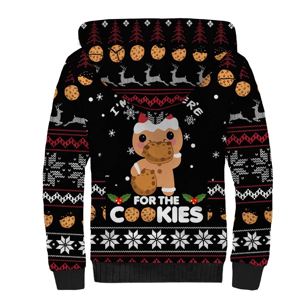 Just Here For The Cookies Christmas Sherpa Hoodie Funny Xmas Holiday Patterns - Wonder Print Shop